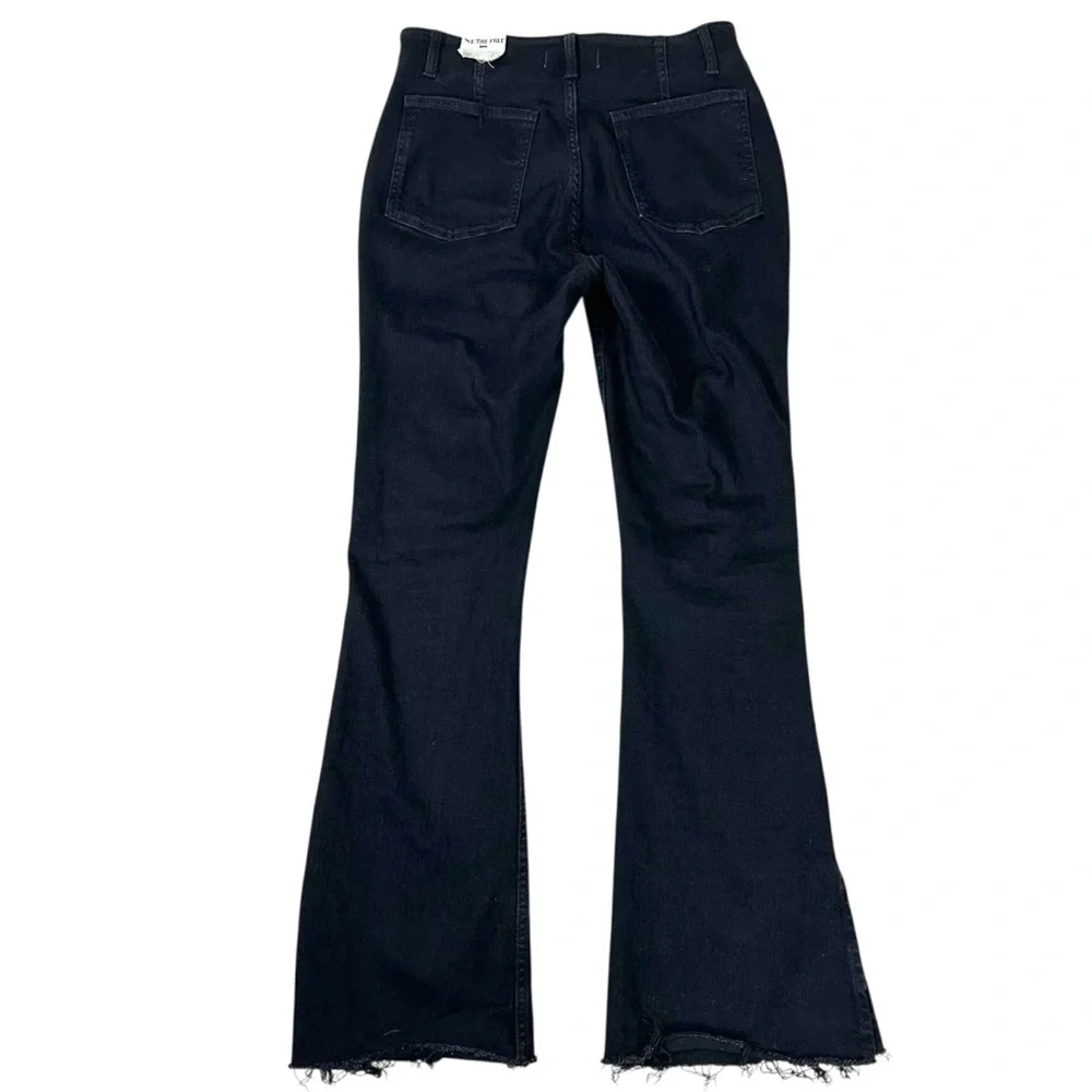 Free People Retro 70s Level Up Slit Bootcut Jeans Pitch Black Size 31 NEW